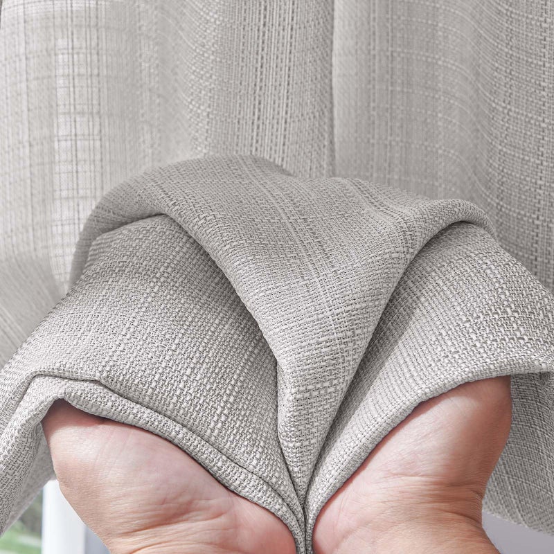 jinchan Grey Linen Textured Curtains 84 Inch Long 2 Panels for Living Room Grommet Top Light Filtering Window Drapes for Bedroom Heathered Gray - Image 5